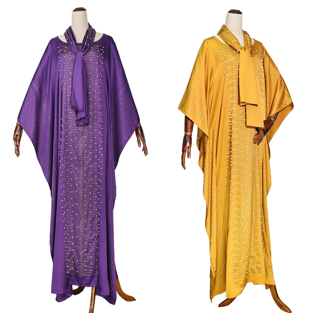 Handmade African Dashiki Dresses With Head Scarf