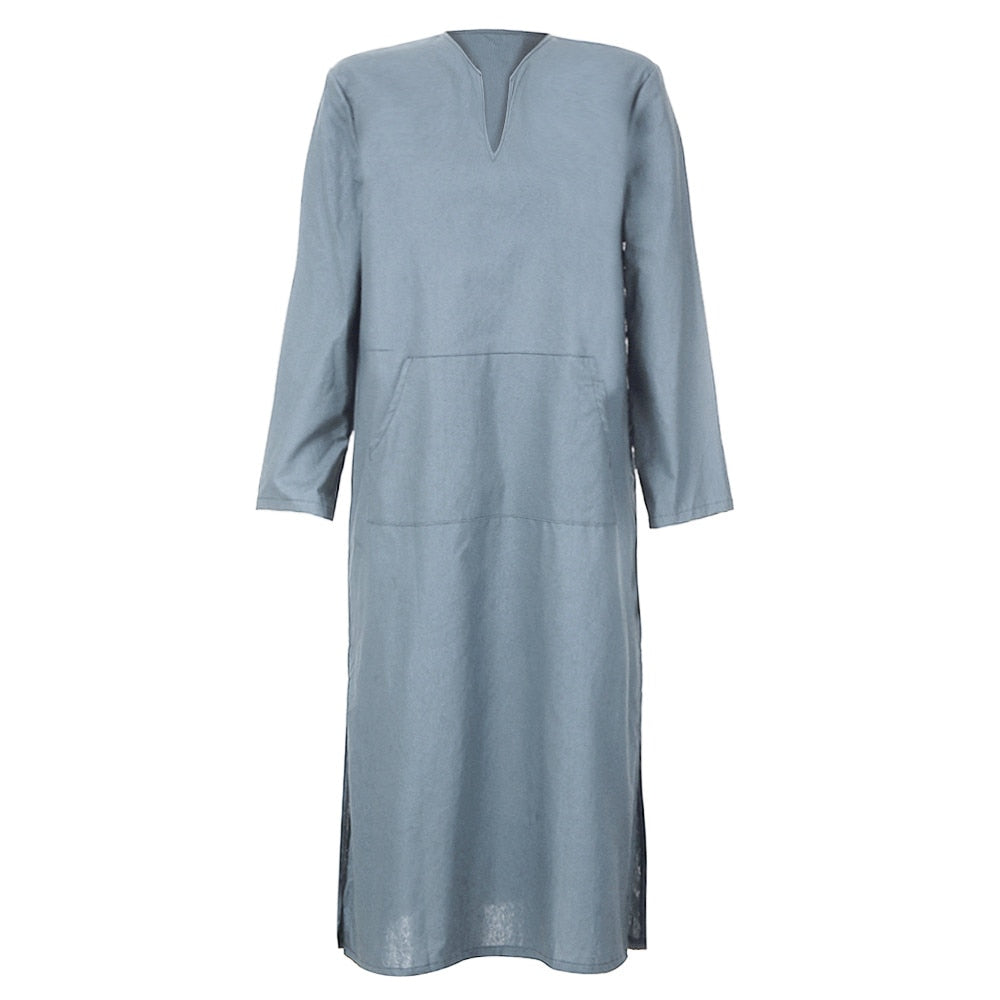 Handmade Men's Islamic Arab Muslim Kaftan Hooded Long Sleeve Loose Garment