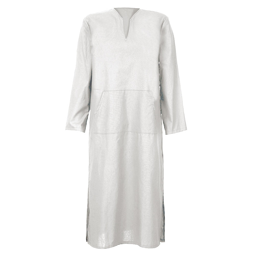 Handmade Men's Islamic Arab Muslim Kaftan Hooded Long Sleeve Loose Garment