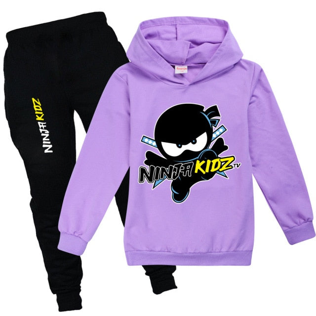 New Ninja Kidz Long Sleeves Thin Hoodie And Pants Set