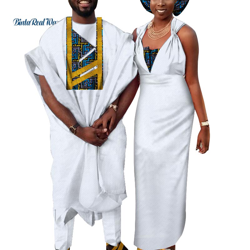 African Hebrew Bride Dress + Groom Men Pant Set