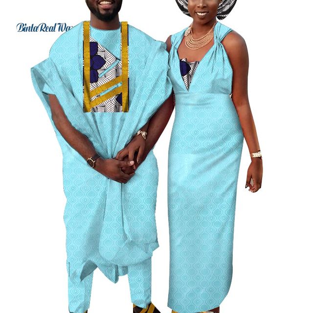 African Hebrew Bride Dress + Groom Men Pant Set