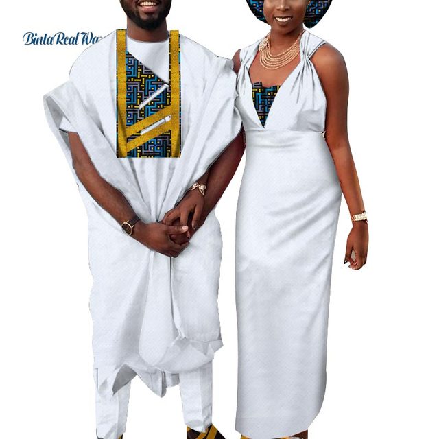 African Hebrew Bride Dress + Groom Men Pant Set