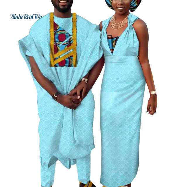 African Hebrew Bride Dress + Groom Men Pant Set
