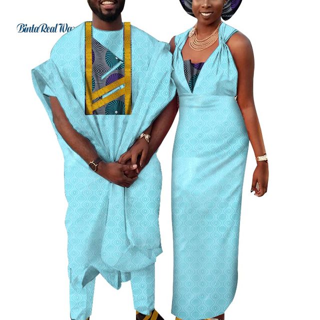 African Hebrew Bride Dress + Groom Men Pant Set