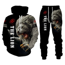 Load image into Gallery viewer, Men&#39;s King Lion Printed Hooded Sweater Set - slvhasitall

