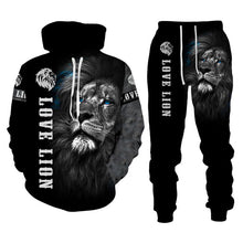 Load image into Gallery viewer, Men&#39;s King Lion Printed Hooded Sweater Set - slvhasitall
