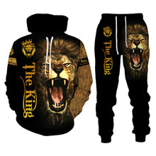 Load image into Gallery viewer, Men&#39;s King Lion Printed Hooded Sweater Set - slvhasitall
