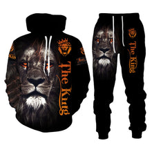Load image into Gallery viewer, Men&#39;s King Lion Printed Hooded Sweater Set - slvhasitall
