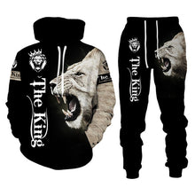 Load image into Gallery viewer, Men&#39;s King Lion Printed Hooded Sweater Set - slvhasitall
