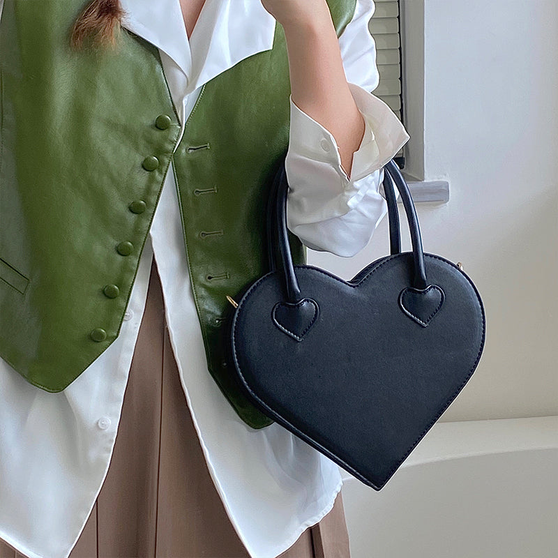 Vintage Cool Girls Love Heart  Small  Black Tote Purse