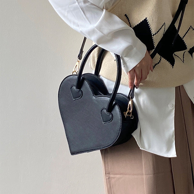 Vintage Cool Girls Love Heart  Small  Black Tote Purse