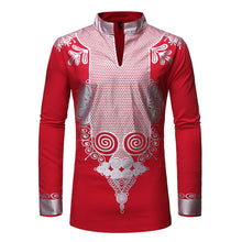 Load image into Gallery viewer, African Black &amp; Gold Long Sleeve Dashiki Garment Dress Shirt - slvhasitall
