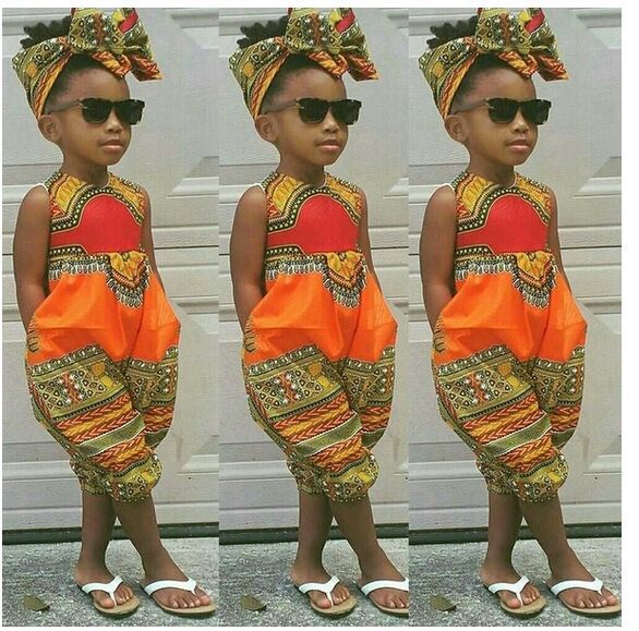 African Dashiki Romper Bazin Bohemian Jumpsuit Children - slvhasitall