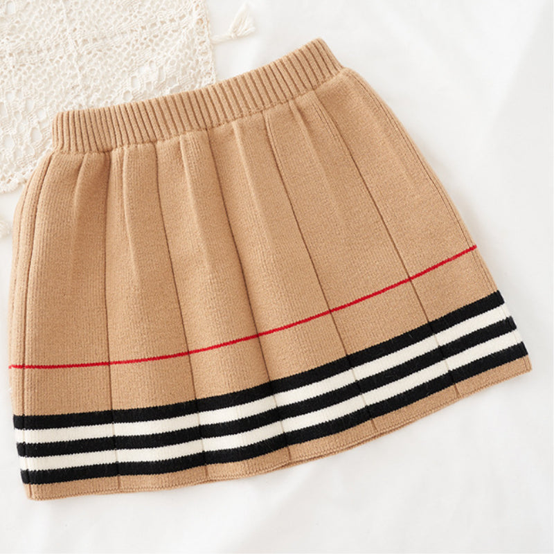 Girls Knitted 2 Pieces Suit Top+Skirt - slvhasitall