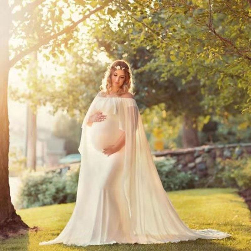 Chiffon Shawl Maternity Photography Props Elegant Maxi Gown