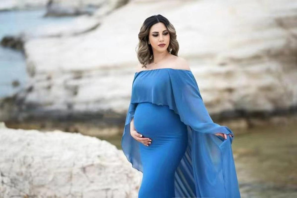Chiffon Shawl Maternity Photography Props Elegant Maxi Gown