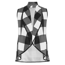 Load image into Gallery viewer, Ladies Plaid Sleeveless Vest Turn Down Neck Open Front Cardigan
