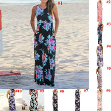 画像をギャラリービューアに読み込む, Women Floral Print Sleeveless Long Maxi Evening Gown
