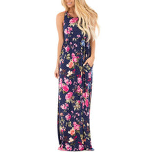 画像をギャラリービューアに読み込む, Women Floral Print Sleeveless Long Maxi Evening Gown
