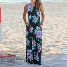 画像をギャラリービューアに読み込む, Women Floral Print Sleeveless Long Maxi Evening Gown
