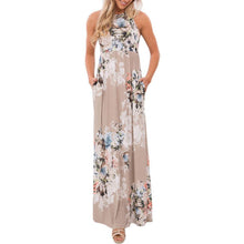 画像をギャラリービューアに読み込む, Women Floral Print Sleeveless Long Maxi Evening Gown
