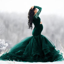 Load image into Gallery viewer, Long Sleeve Maternity Lace Maxi Dress
