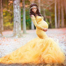 Load image into Gallery viewer, Long Sleeve Maternity Lace Maxi Dress
